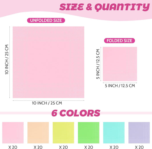 Resinta 120 Pieces Cocktail Napkin Pastel Rainbow Paper Napkins Beverage Luncheon Paper Napkins 2 Ply for Party Favors, 6 Colors
