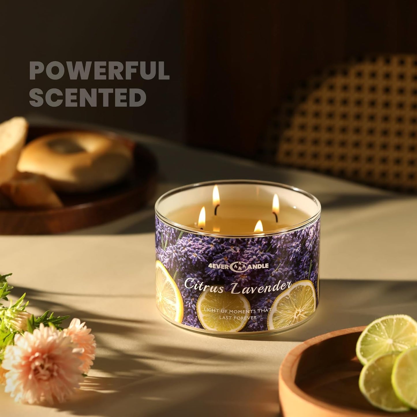 Citrus Lavender Scented Candles, 18oz Soy Candles Non Toxic 4-Wick Large Candle Jars, Over 50 Hours of Burning Time, Ideal for Gifting, Events, Home Decor
