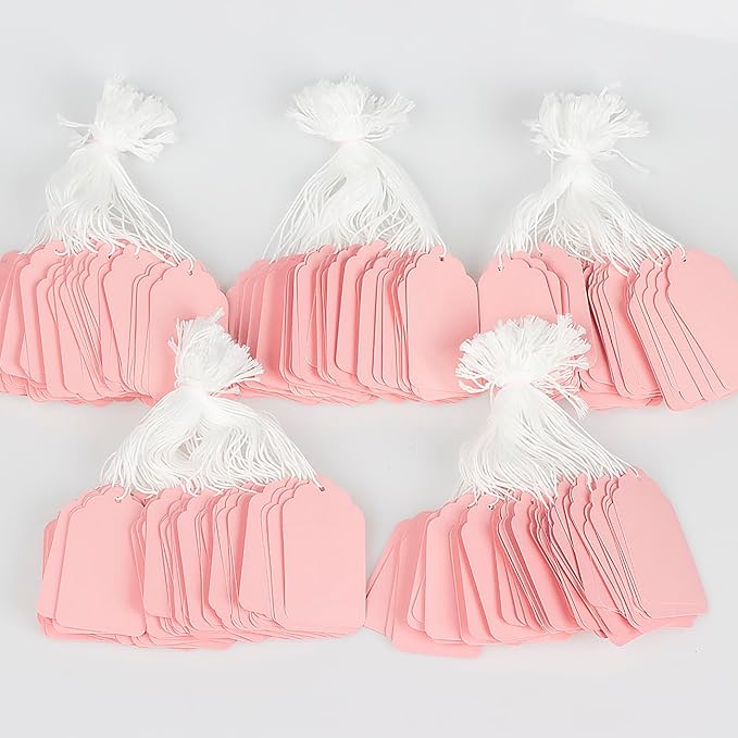 Hang Tags with String Attached,Pack of 500 Price Tags (2.75"x1.57",Pink)