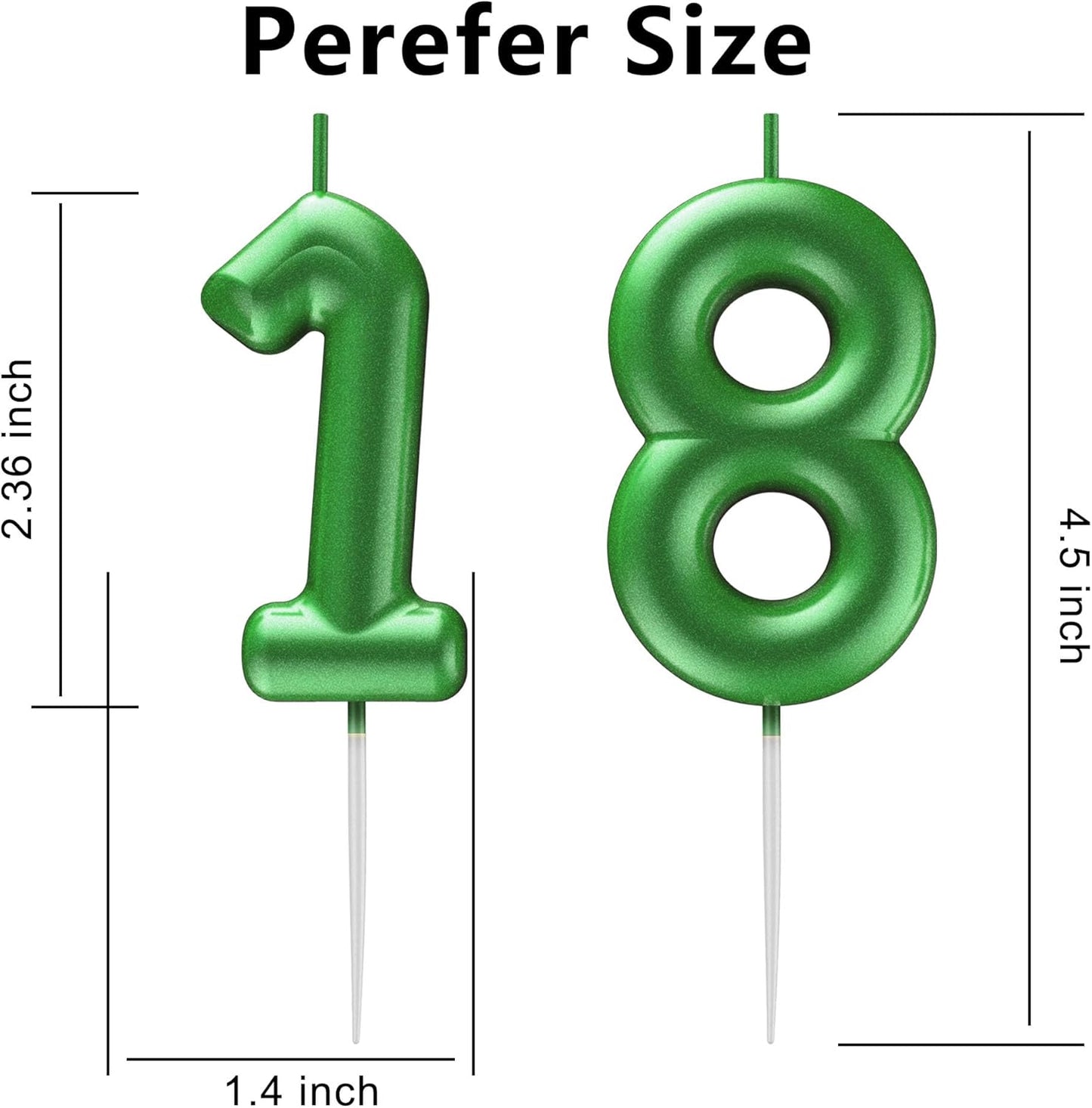Green Number 18 Candle Happy Birthday 3D Number Candles for Birthday Cake Party Decoration Wedding Anniversary Celebration Supplies