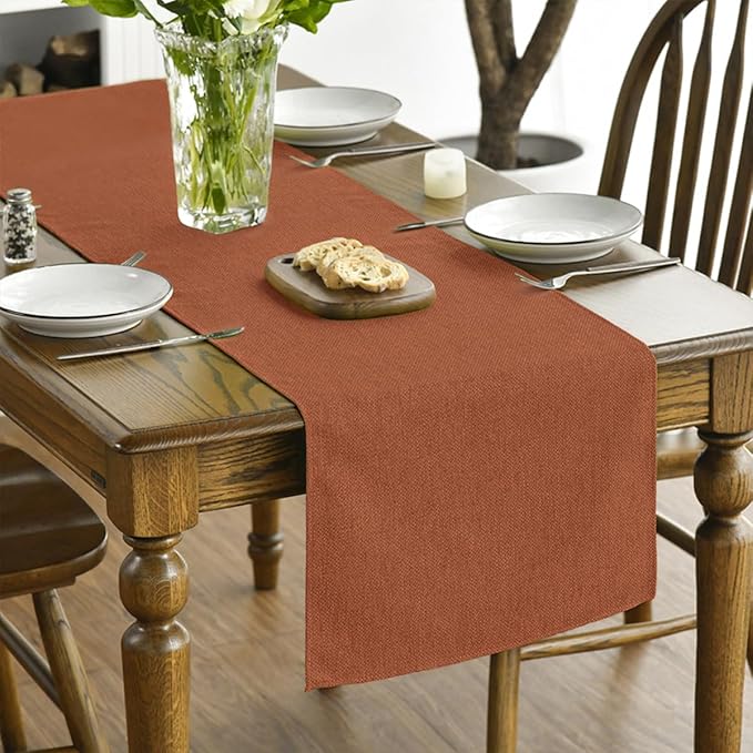 Artoid Mode Rusty Orange Table Runner, Seasonal Fall Thanksgiving Washable Kitchen Dining Table Decoration for Home Party Decor 13x60 Inch