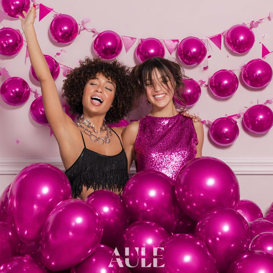 AULE Party Balloons 50 Pcs 12 inch Hot Pink Metallic Chrome Helium Shiny Latex Thicken Balloon Perfect Decoration for Wedding Birthday Baby Shower Graduation Christmas Carnival