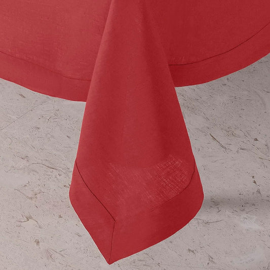 D'Moksha Homes Linen Red Tablecloth 60 x 102 Inch - 100% Pure Linen Rectangular Table Cloth - Machine Washable Tablecloth for Fall, Autumn and Halloween