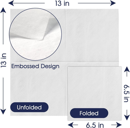 JollyPack 2000 Count White Paper Napkins - 1-Ply 6.5 x 6.5 Folded Bulk Disposable Beverage Cocktail Napkins, Dinner Paper for Restaurants, Bars and Parties - 13 x 13 Unfolded
