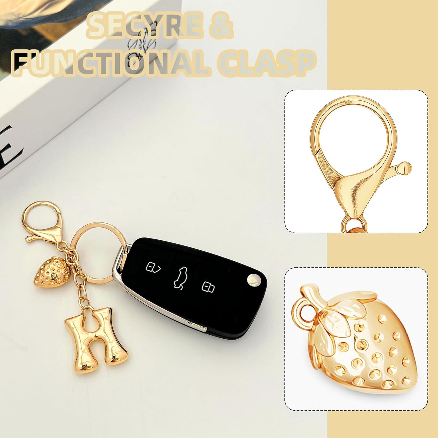 Gold Bubble Heart Initial Bag Charms for Handbags – Cute Initial Letter Keychain for Women, Purse Charms, Gold Gift
