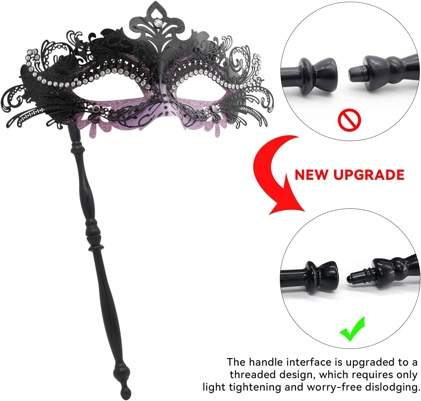 Coddsmz Masquerade Mask with Stick Venetian Mask Mardi Gras Decorations for Womens Halloween Costume Mask