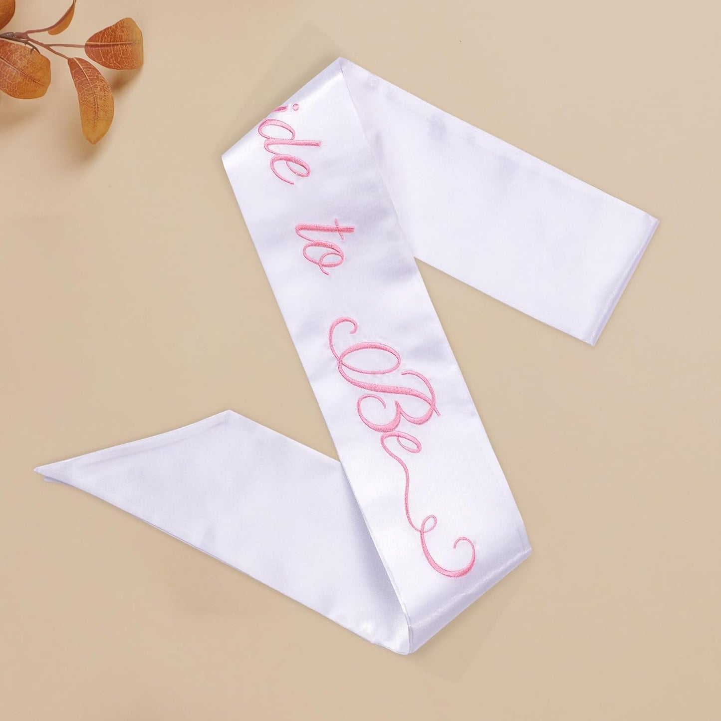 Embroidered Bride to Be Sash Double-Layer Satin Sash Bridal Shower Hen Night Bachelorette Party Accessories(White)
