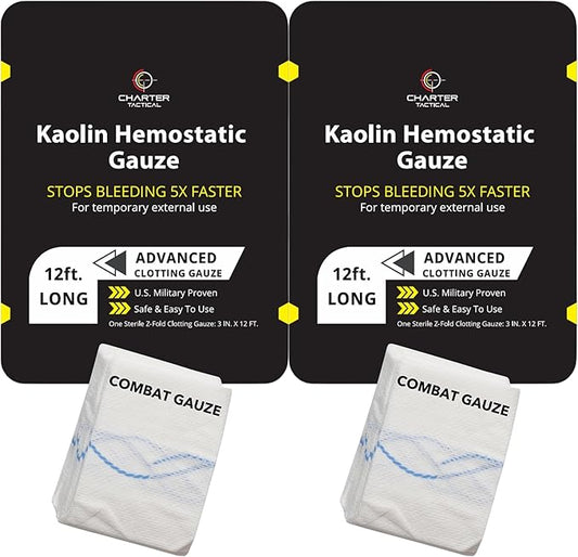 First Aid Advanced Quick Clot Combat Gauze - Flexible Hemostatic Gauze - to Stop The Bleed kit Faster Wound Packing withQuick Clotting Medical Gauze - Survival Kit Supplies - 3" x 12.5' (CT-GAUZE2)