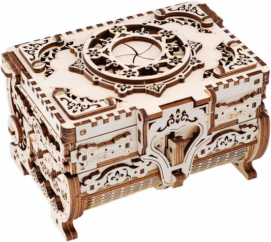 3D Wooden Puzzles for Adults,Wooden Toy for Kids and Adults,Model Building Kit,Educational Brain Teaser,Best Educational Christmas Birthday Day Gift for Friends (Wooden Antique Box)