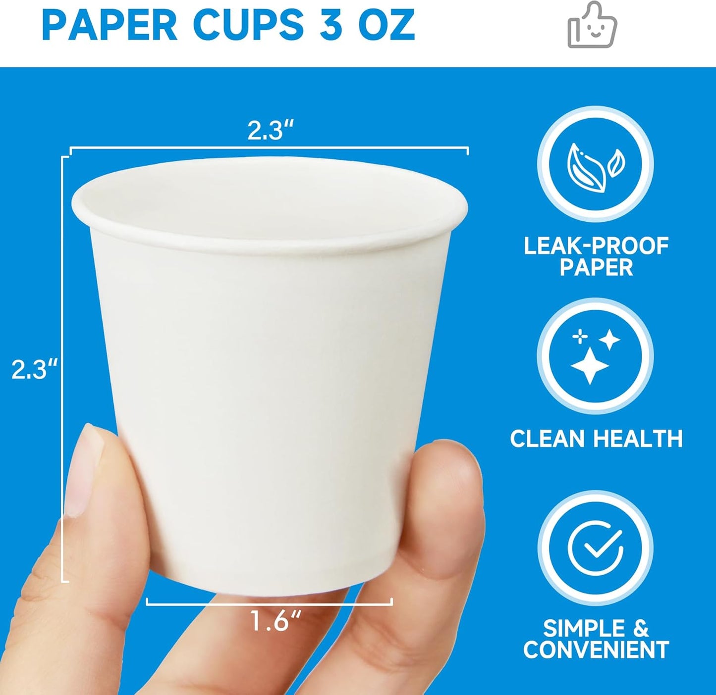 RACETOP 3000 Pack 3 oz Paper Cups for Bathroom, Disposable Mouthwash Cups, Small Paper Cups, for Parties, Picnics, Travel