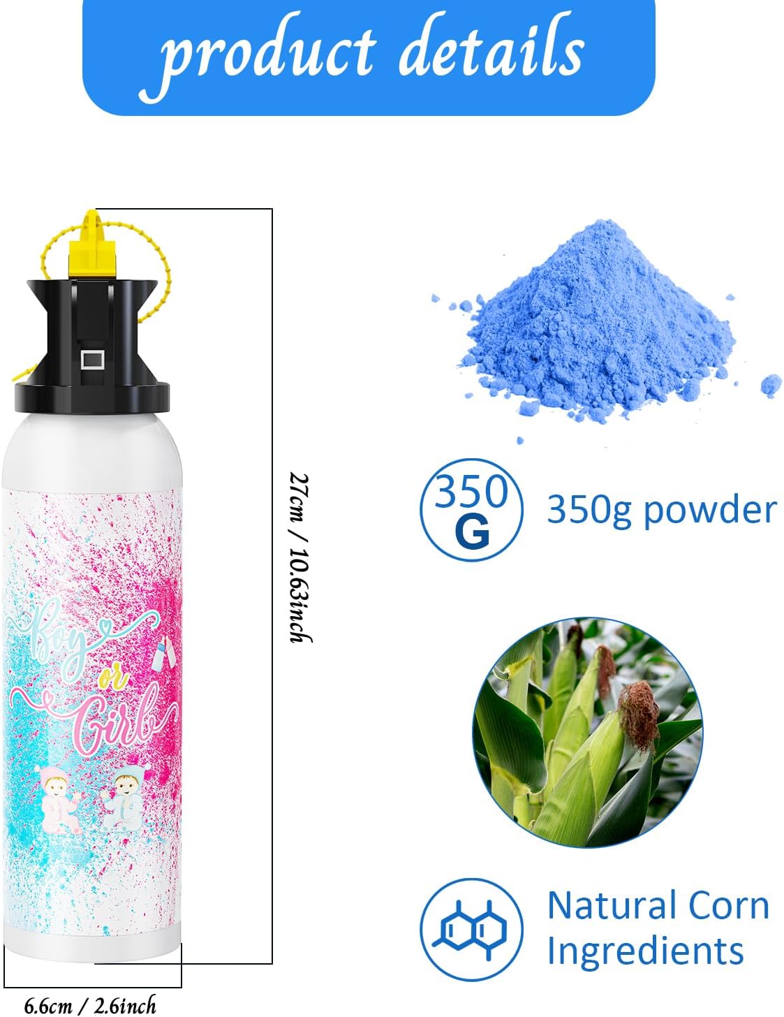 Large Gender Reveal Fire Extinguisher Color Blasters: 2 Pcs Blue Blaster Only for Baby Boy with Blue Smoke suitable for Gender Reveal Party Decorations (blue)
