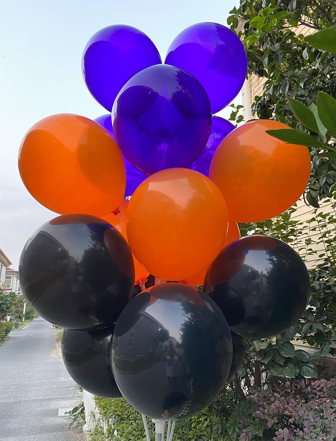 60 Pcs 12-Inch Latex Balloons in Black, Orange, and Purple - Halloween, Graduation, Birthday, Baby Shower, Party Decorations