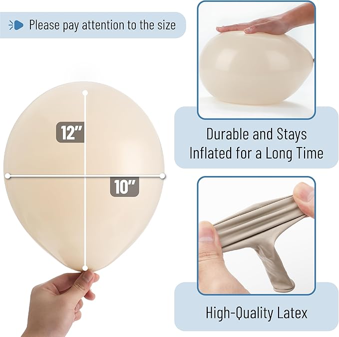 Mr. Pen- Balloons, 12 Inch, 54 Pack, Sand White, Party Balloons