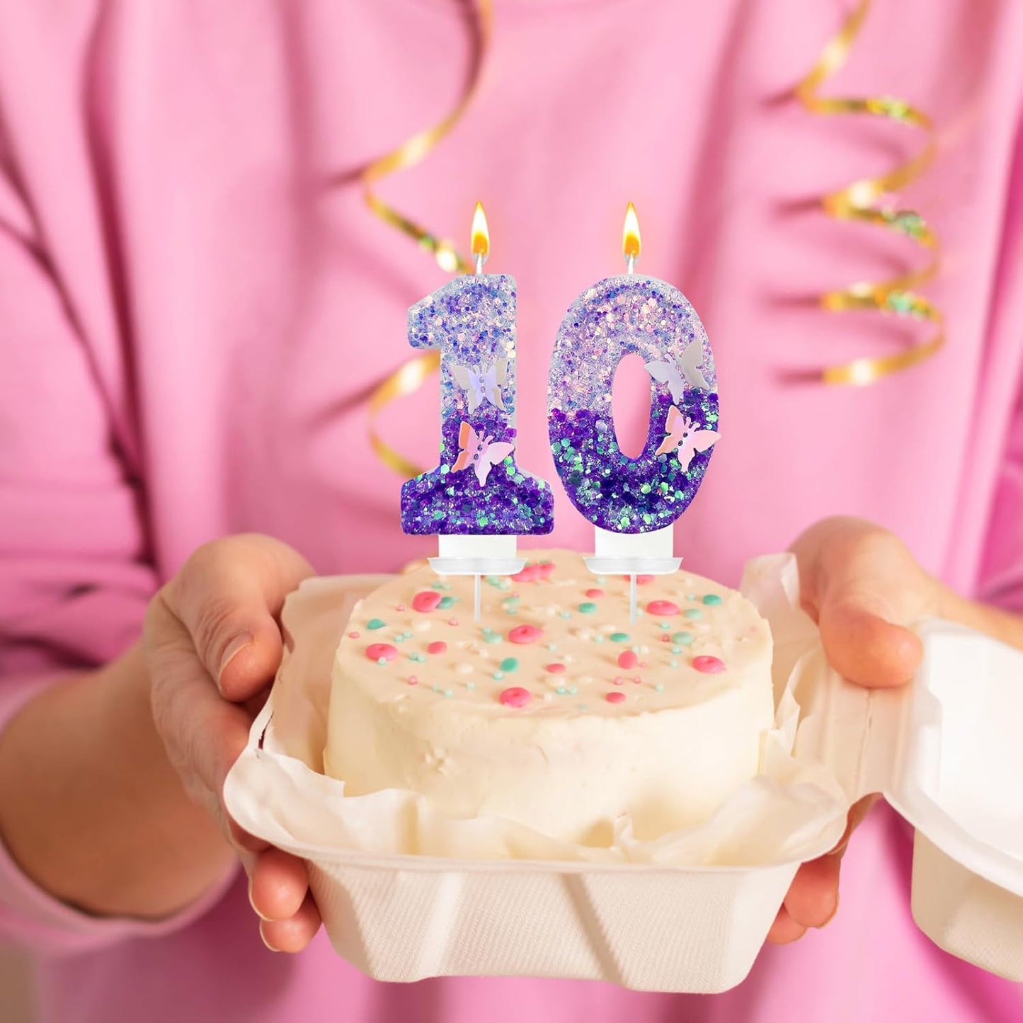 1Th Birthday Candle for Cake，Butterfly Cake Toppers，Butterfly Birthday Decorations，Purple Birthday Candles，for Birthdays,Theme Parties, Celebration, Anniversary