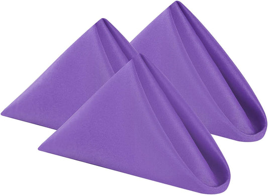 Cloth Napkins 20x20 inch Washable Polyester Dinner Napkins Soft Table Napkins for Wedding Party Dining Banquet(Purple,50PCS)