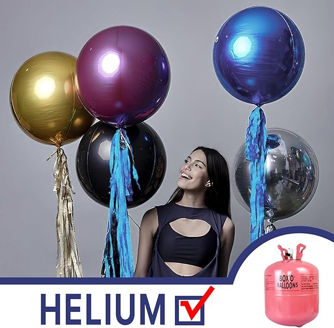 PartyWoo Navy Blue Foil Balloons 3pcs 50 Inch Large Round Foil Big Giant 4D Jumbo Inflatable Mirror Ball Mylar Balloons for Graduation Men Birthday Baby Shower Space Themed Party Decorations
