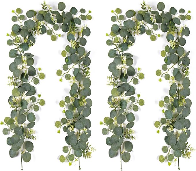 Artificial Eucalyptus Small Flowers Decoration Babysbreath Garland Faux Silk Leaf Décor Anniversary Engagement Party Wedding Fireplace Craft Design Housewarming Window Decorating