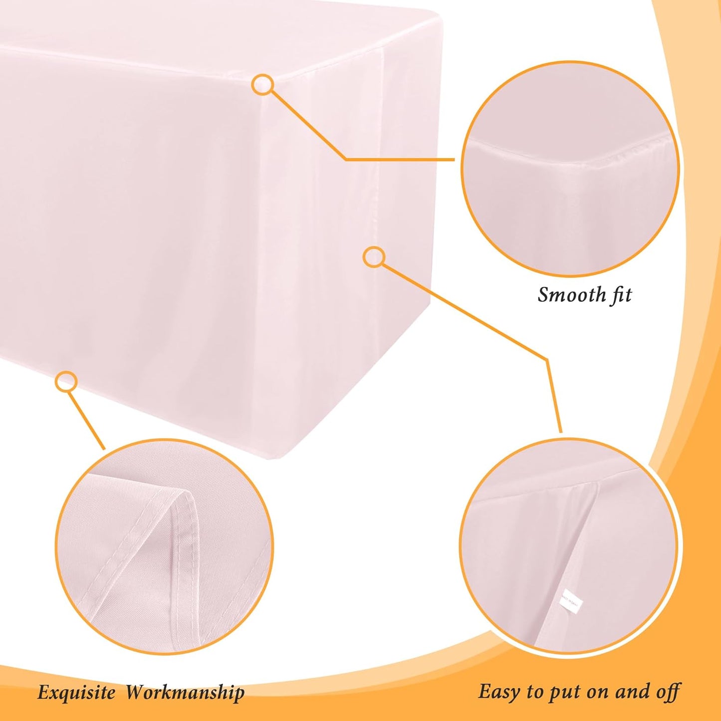 Obstal 2 Pack Table Clothes for 8 Foot Rectangle Tables - Water Resistant Washable Fabric Polyester Rectangle Table Cover Protector for Wedding, Banquet and Trade Shows, 96L x 30W Inches, Dusty Pink