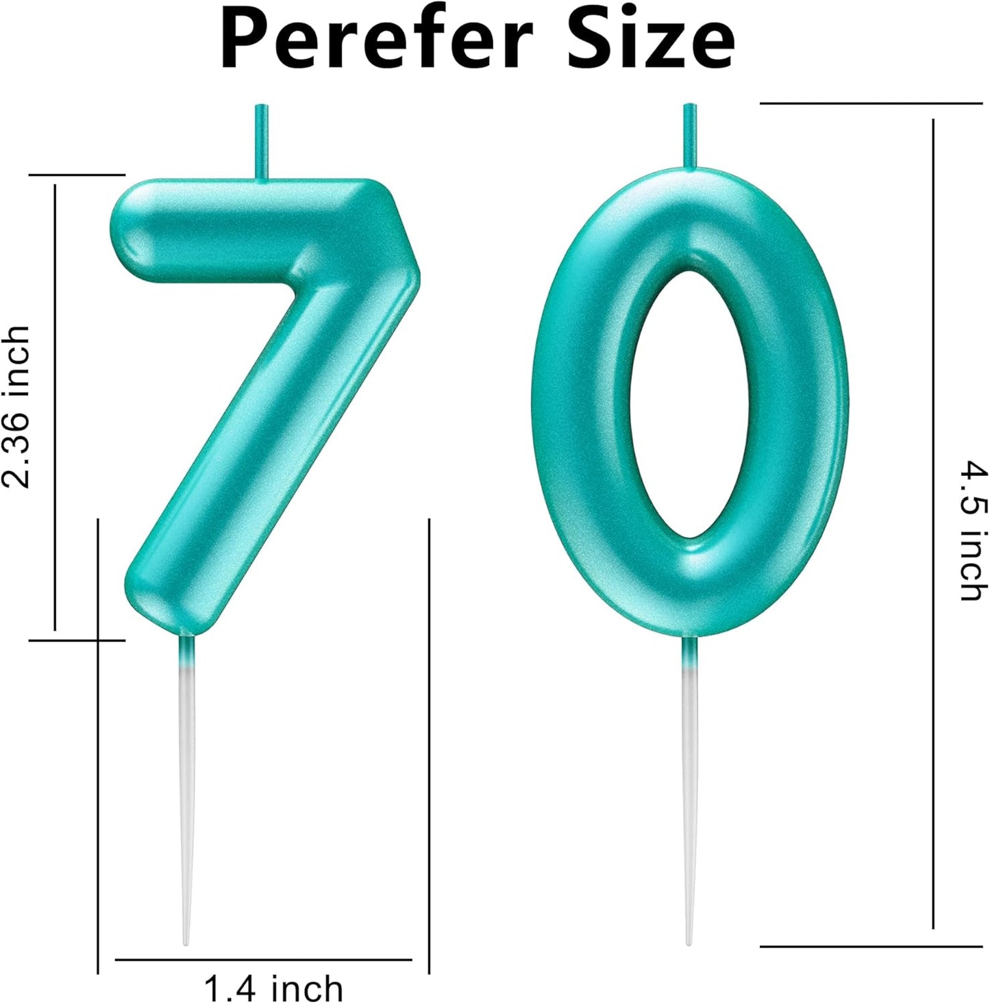Blue Number 70 Candle Happy Birthday 3D Number Candles for Birthday Cake Party Decoration Wedding Anniversary Celebration Supplies