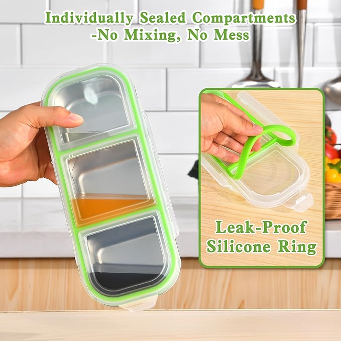 UPTRUST Reusable Stainless Steel Snack Containers with Lids – 2-Compartment and 3-Compartment Leak-Proof Designs for Take-Out Condiments and On-the-Go Snacks