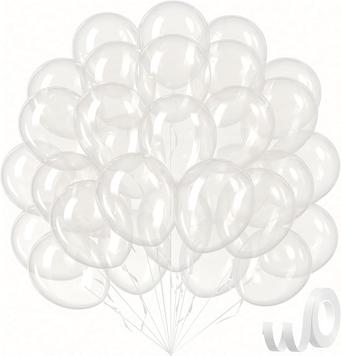 Clear Balloons 12 inch, Transparent Latex Balloons 50pcs Party Balloon for Baby Shower Wedding Bridal Shower Birthday Party Decorations