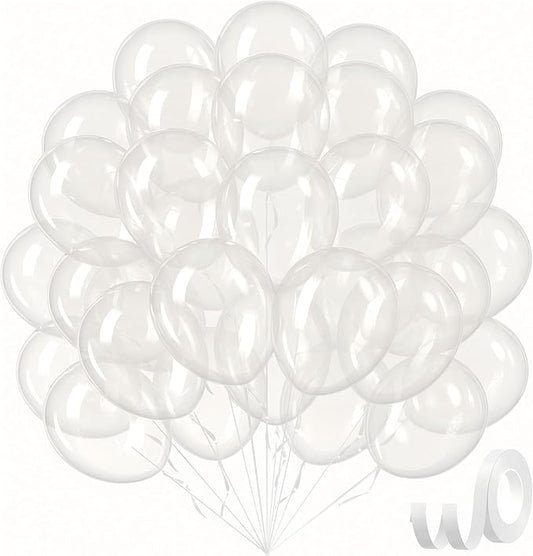 Clear Balloons 12 inch, Transparent Latex Balloons 50pcs Party Balloon for Baby Shower Wedding Bridal Shower Birthday Party Decorations