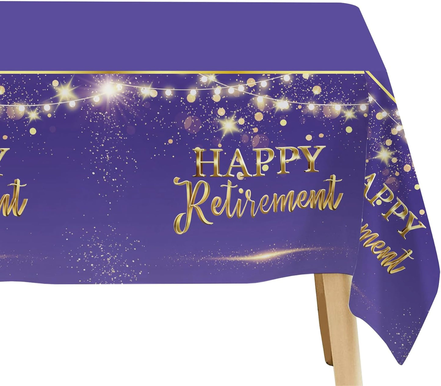 Xigejob Retirement Decorations Supplies Party Tablecloth for Women, Disposable Purple Happy Retirement Party Decorations Table Cover - 3 Pack (54in x 108in)