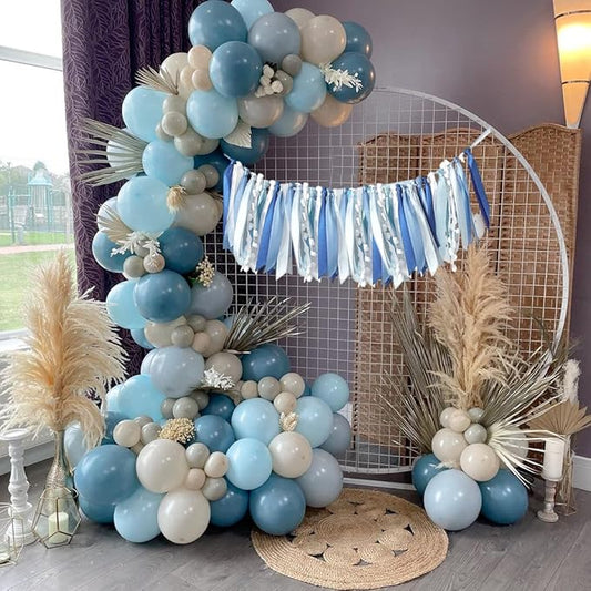 Dusty Blue Sand White Balloons, 50 Pcs 12 Inches Dusty Haze Light Blue White Sand Latex Balloon for Birthday Baby Show Bridal Party Decorations