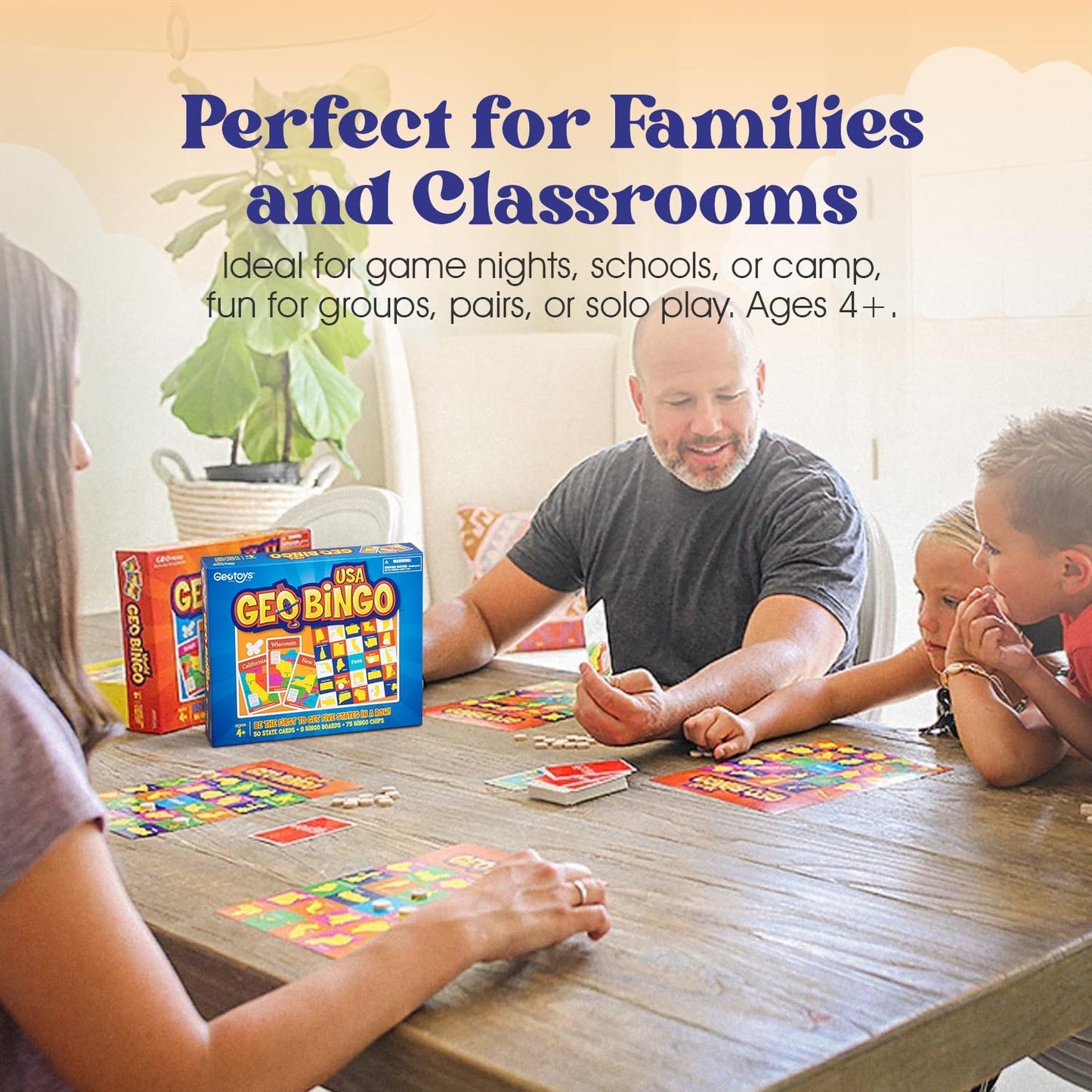 GeoToys GeoBingo Set, World & USA Bingo for Kids, Geography Game for Home & School, Bingo Games for Family, Play & Learn USA States and Capitals & World Countries - Game for Kids Ages 4 and Up
