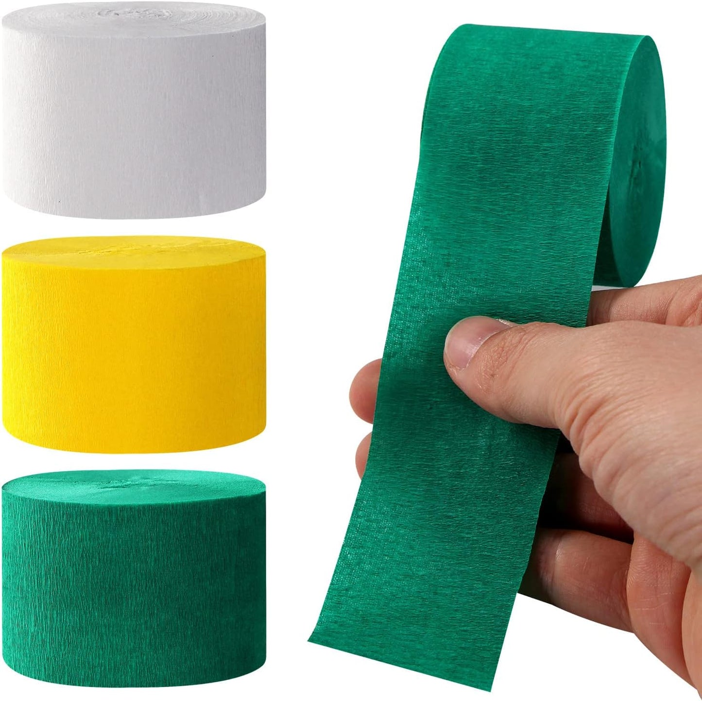 Green-White Yellow Party-Decorations Crepe-Paper Streamers - 9 Rolls Birthday Paper Garland Streamer Neutral Baby Shower Sping Summer Garden Tea Party Decor Panduola