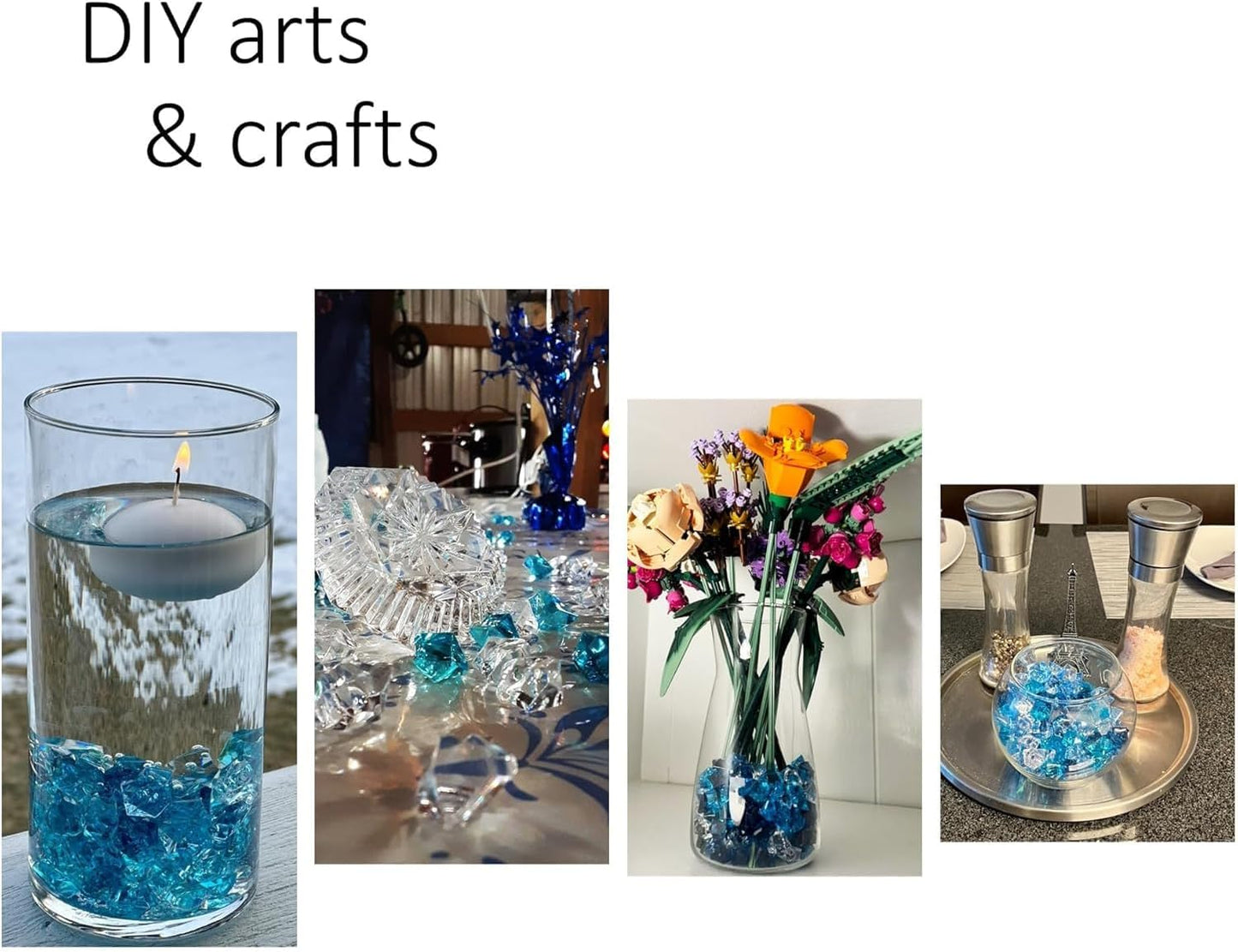 Decorative Acrylic Ice Rocks, Pack of 150 Vase Filler Stones, Multi-Color Crystal Gems, Reusable Acrylic Crushed ice Rocks for Home Décor