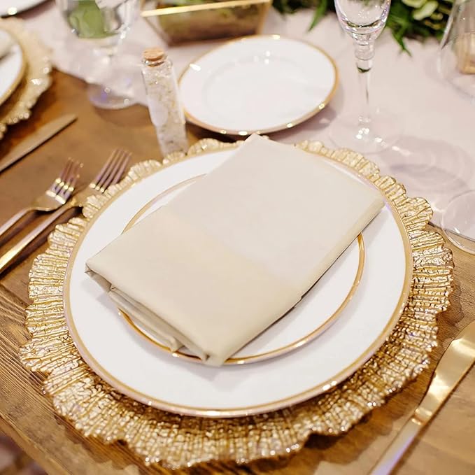 MAONAME Gold Charger Plates Set of 12, Reef Plate Chargers for Dinner Plate, Round Plastic Table Chargers for Thanksgiving, Christmas