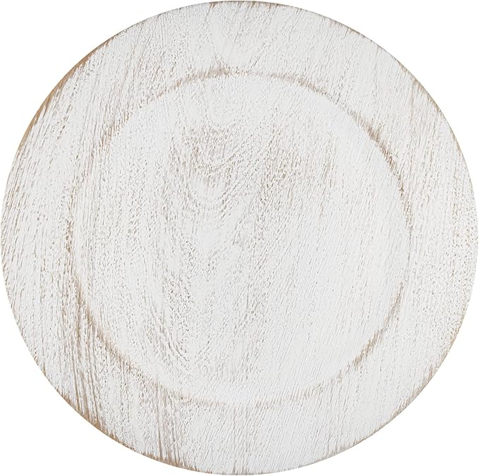 13" Antique White Charger Plates, Round Charger for Dinner Plates, Farmhouse Plate Chargers, Rustic Table Chargers for Parties, Family Dinners, 6Pcs