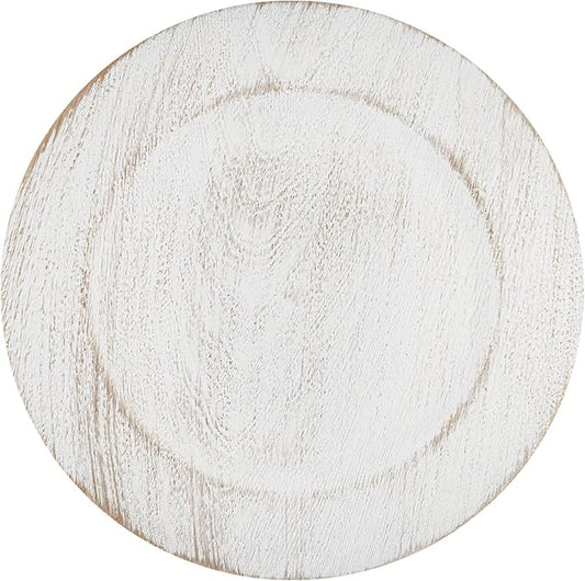 13" Antique White Charger Plates, Round Charger for Dinner Plates, Farmhouse Plate Chargers, Rustic Table Chargers for Parties, Family Dinners, 6Pcs