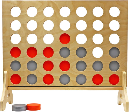 Tailgating Pros Premium Giant Four in a Row with Carrying Case - Jumbo Oversized Outdoor Yard Game - Connect Multiple Pucks in a Row to Win - Many Puck Colors Available!