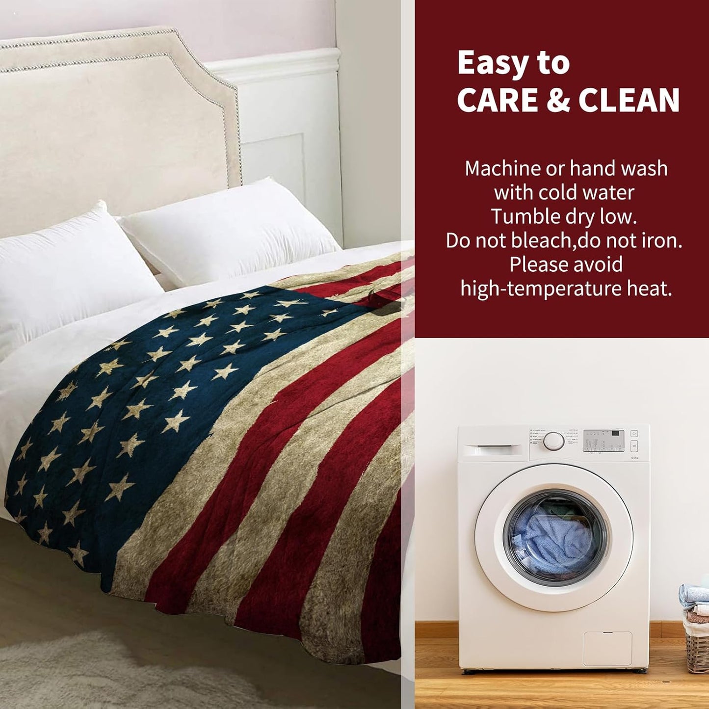 American Flag Blanket Gifts for Men Husband Boys Dad Women Birthday Christmas Valentine Present US National Flag Theme Decor Bedroom Living Room Couch Sofa Kids Adults Teen Soft Flannel Throws 60"x50"