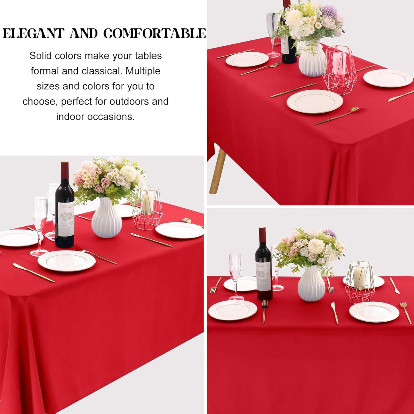 4 Pack Rectangle Tablecloth 60x126 Inch Red Washable Polyester Table Cover for Wedding Dining Table Buffet Parties Banquet Decoration（Red）
