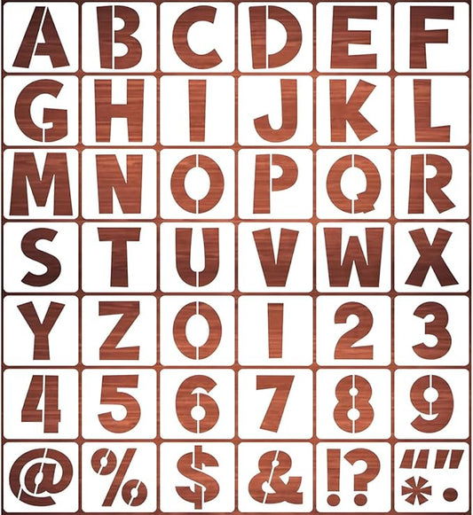REOLAN 12 Inch Letter Stencils for Painting - 42 Pack Alphabet Letter and Number Stencil Templates with Signs for Painting, Reusable Letters Numbers Stencils for Chalkboard Wood Crafts & Wall Decor