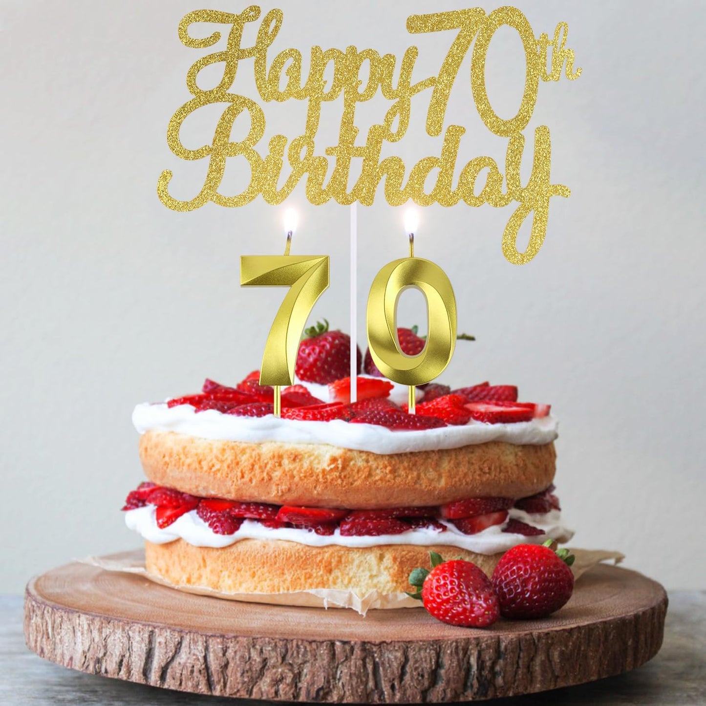 70th Birthday Candles, Happy 70th Birthday Cake Topper, 70 th Birthday Cake Decorations, 70 Cake Topper Number 70 Candles, 70 Birthday Decorations for Men and Women (70)