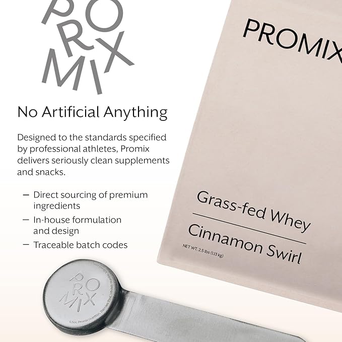 Promix Whey Protein Powder, Cinnamon Swirl - 2.5lb Bulk - Grass-Fed & 100% All Natural - ­Post Workout Fitness & Nutrition Shakes, Smoothies, Baking & Cooking Recipes - Gluten-Free & Keto-Friendly