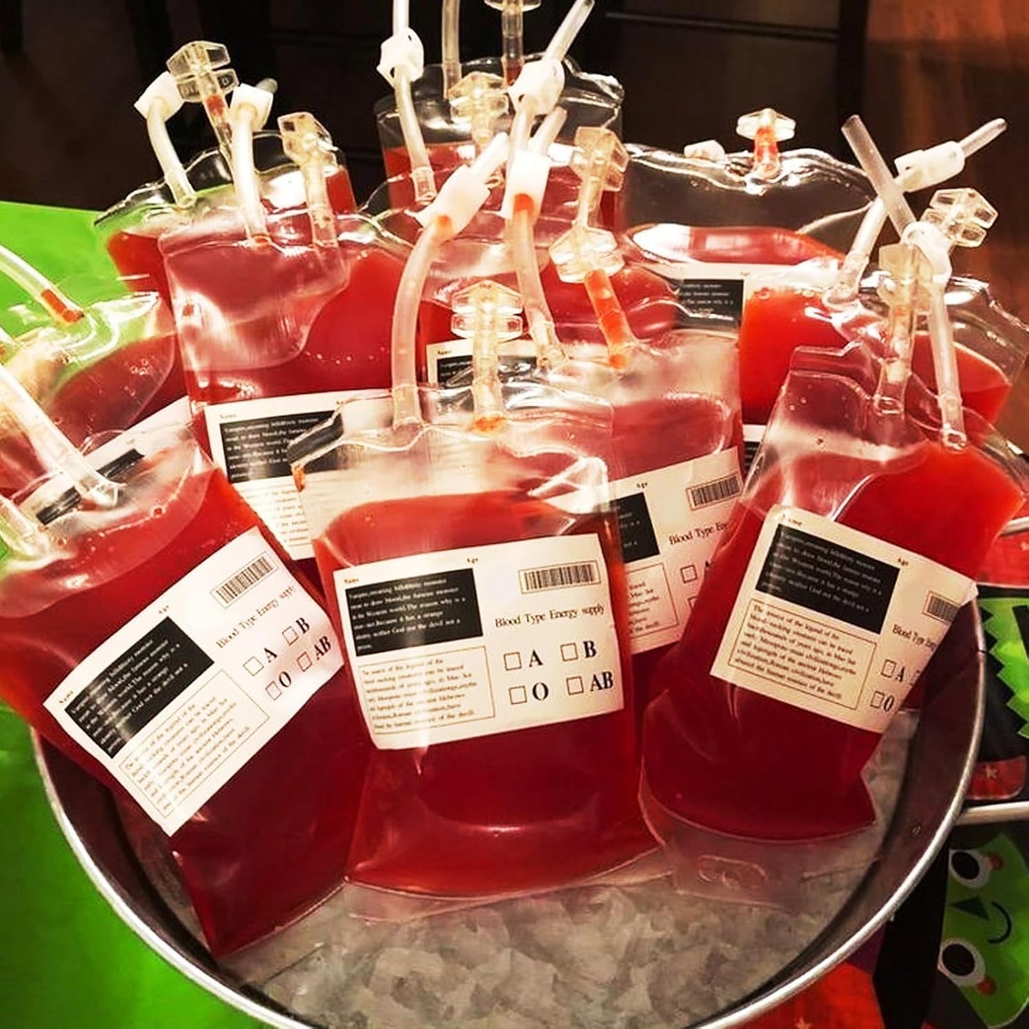 20Pcs Reusable Blood Bags for Drinks, IV Bag with Funnel for Halloween Party, Vampire Nurse Theme Party Decorations