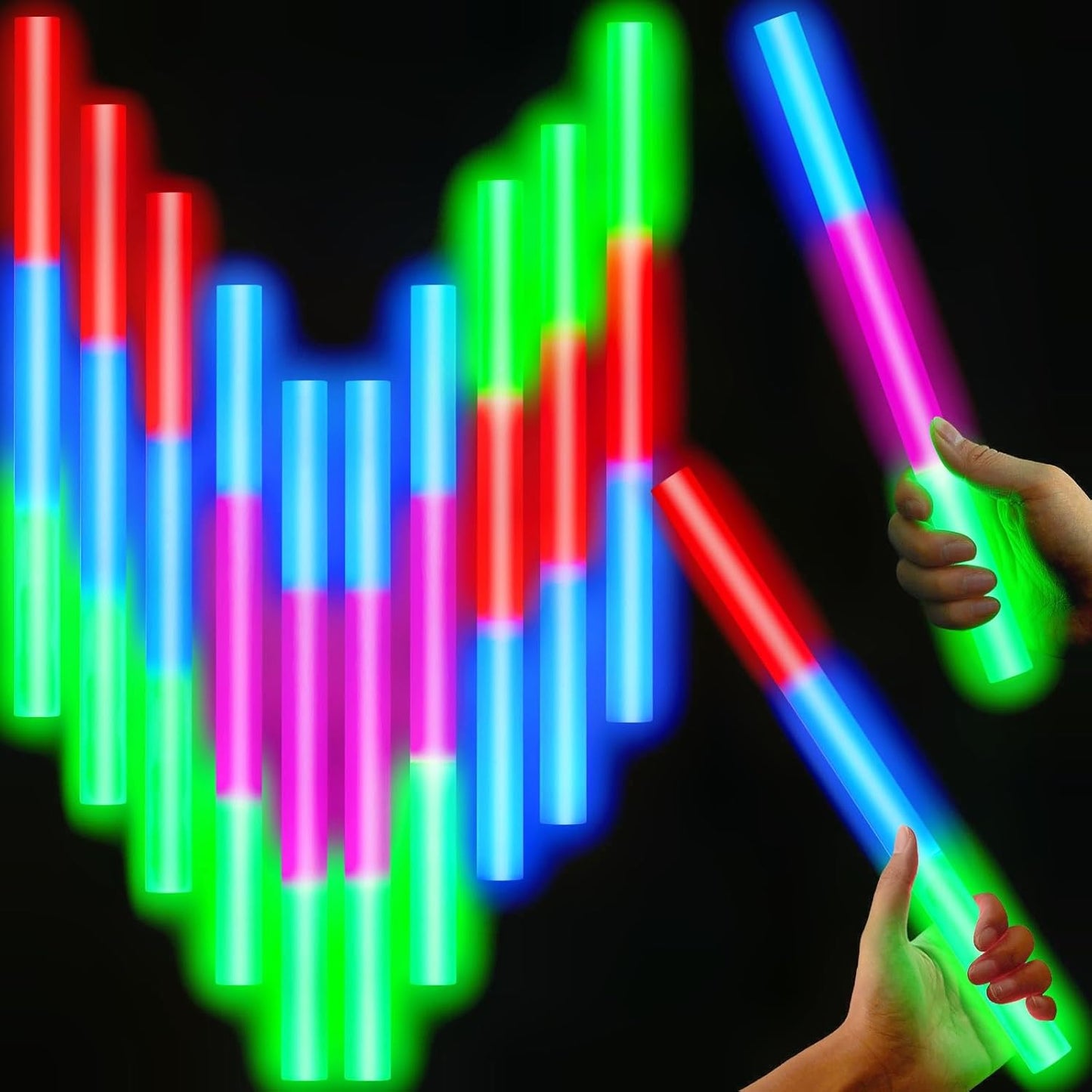Lewtemi 10 Pcs Large Glow Sticks Big Giant Jumbo Halloween Christmas Emergency Light Stick for Camping Accessories, Survival Kit