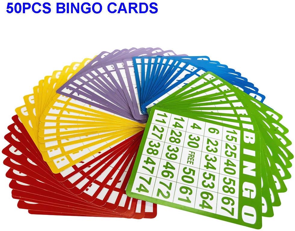 Yuanhe Deluxe Bingo Games Set - Metal Cage with Calling Board,50 Bingo Cards,300 Colorful Bingo Chips,75 Colored Balls, Great for Adults Kids Large Groups,Parties Events Family Game Nights