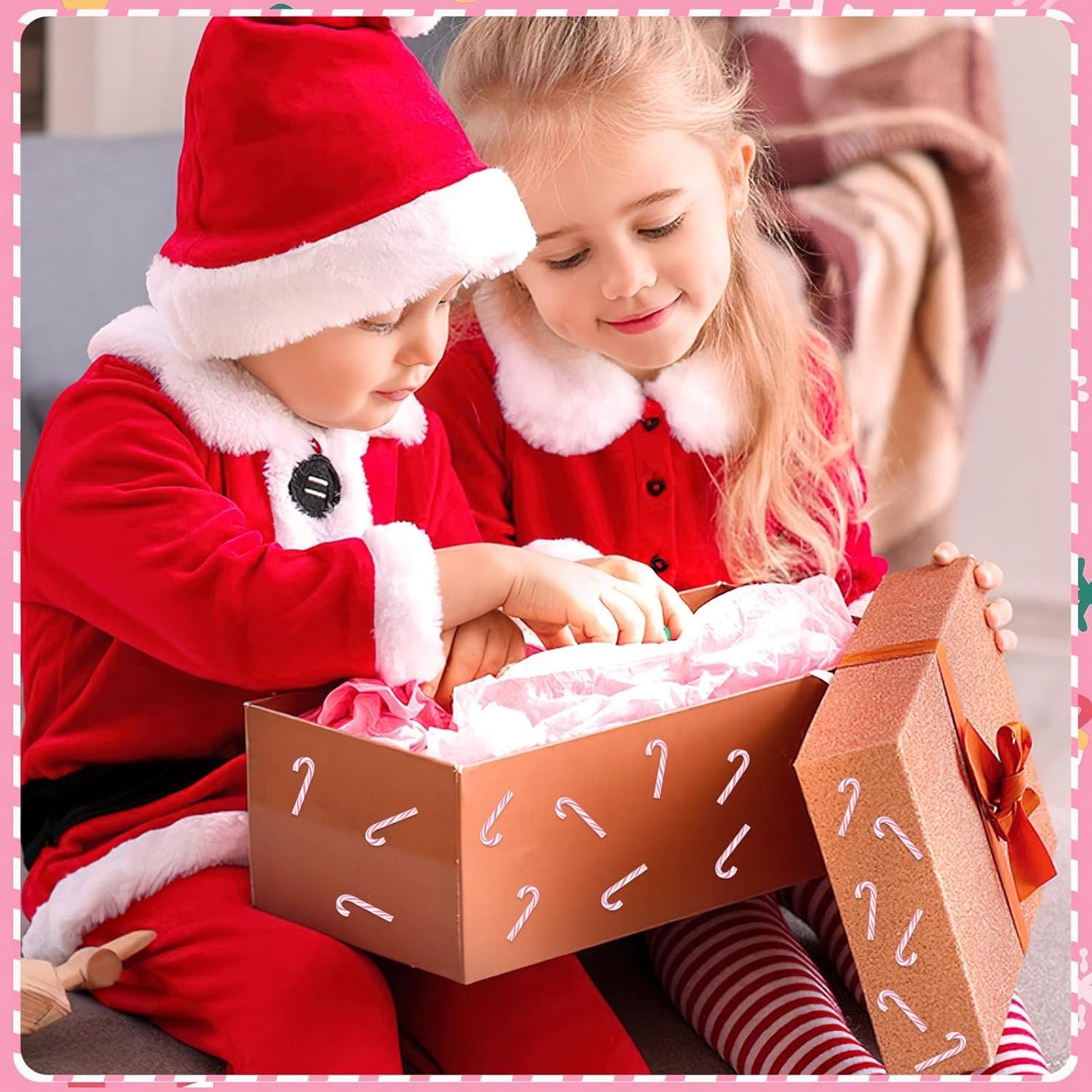 80pcs Mini Christmas Candy Cane for Crafts，Pink Fake Candy Decor Peppermint Ornaments Xmas Table Scatters Pink and White Candy Vase Filler for Decorations Party Favors Supplies