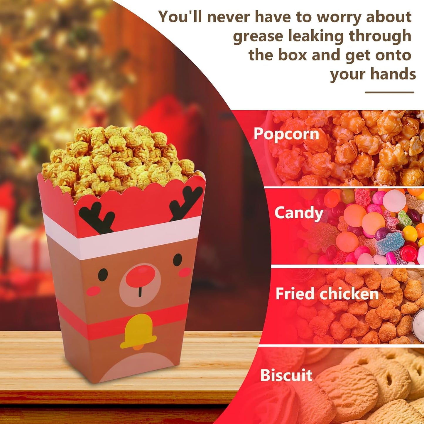 DECYOOL 24 Pcs Christmas Popcorn Boxes, Mini Christmas Popcorn Boxes Snowman Reindeer Santa Or Treating Candy Cookie Treat Box for Christmas Theme Birthday Party (4 Styles)