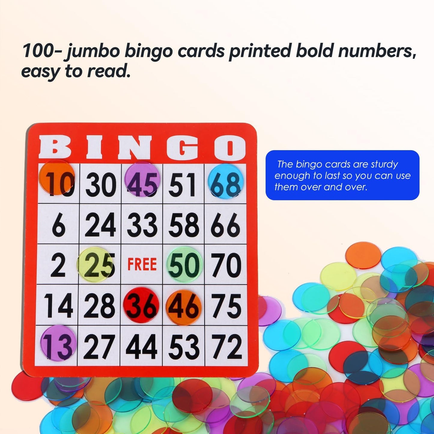 GSE Games & Sports Expert Complete Calling Bingo Game Set with 100 Bingo Cards, 1,000 Chips, Calling Cards for Parties, Large Groups, Game Nights