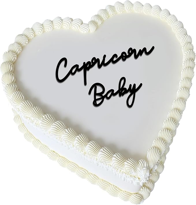 Libra Cake Topper – Zodiac Birthday Decoration for Libra Season, Horoscope Party Supplies for Baby or Adult Birthday (Capricorn baby black)