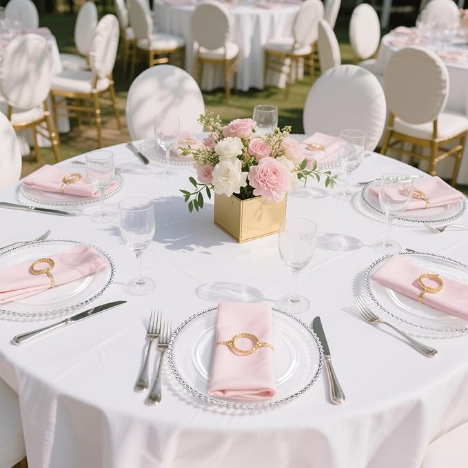 20pcs Clear and Silver Charger Plates 13inch Plastic Charger Plates Plastic Round Dinner Plate with Beaded Rim for Home Birthday Wedding Party Events Table Decor