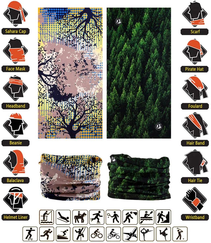Headband Neck Gaiter Head Wrap Headwear Face Mask Magic Scarf Bandana for Men and Women