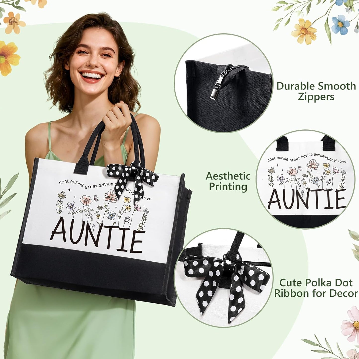 Aunt Gifts from Niece Nephew, Christmas Aunt Birthday Gifts for Auntie, Best Auntie Christmas Birthday Gift Mothers Day Gift Baskets for Aunts Women with Canvas Tote Bag 16Oz Glass Cup